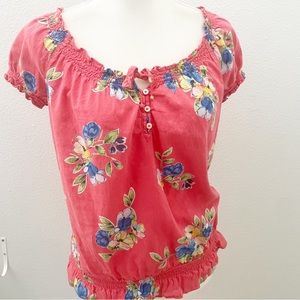 Hollister coral floral top size large